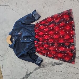 Sweet Butterfly Girl's Denim Heart Dress